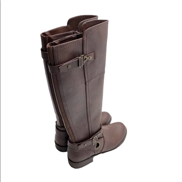 NWOT G by Guess Brown Winter Boots with Knee-High Design Buckle Accents SZ 6M - Picture 2 of 8